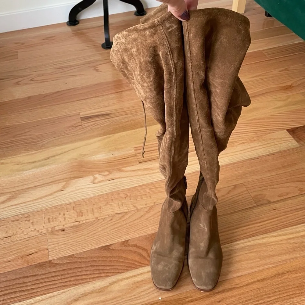 Aquatalia Walnut Brown Suede Lisandra Over The Knee Thigh High Waterproof Boot 6